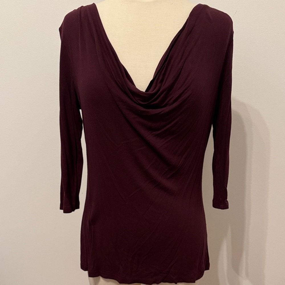 GAP Deep Burgundy Drape Neck Blouse